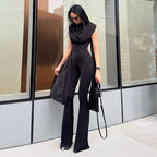 Damen Eleganter Jumpsuit mit Drapierung und weiter Beinführung R&B