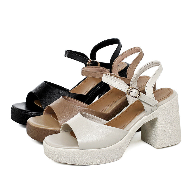 Damen Plateau-Sandaletten mit elegantem Riemendesign und komfortablem Blockabsatz R&B