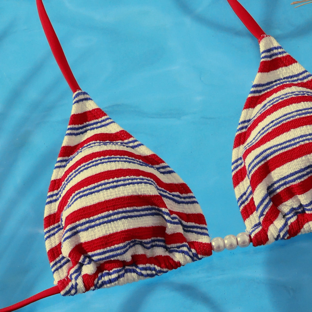 Damen Strand-Bikini-Set mit charmantem Streifenmuster R&B