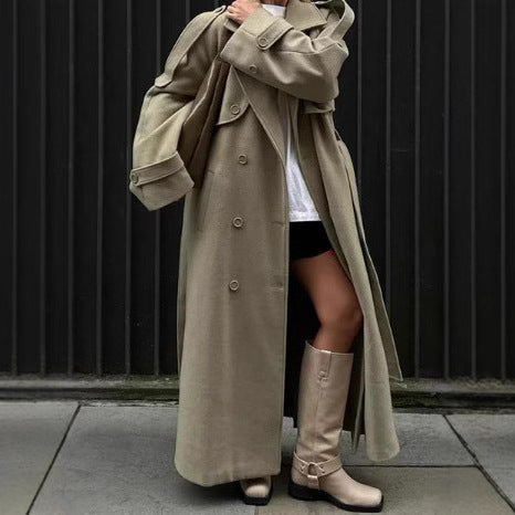 Damen Wolle Trenchcoat R&B