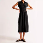 Damen Maxikleid mit Schulterklappen und klassischem Knopfverschluss