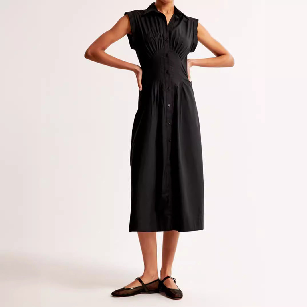 Damen Maxikleid mit Schulterklappen und klassischem Knopfverschluss