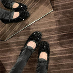 Damen Ballerinas mit glitzerndem Paillettenbesatz und weichem Riemendesign