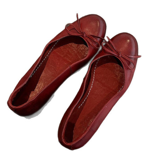 Damen Ballerina Schuhe aus weichem Leder mit elegantem Schleifendetail R&B
