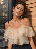 Damen Charmantes luftiges Oberteil mit Rüschendetails R&B