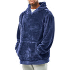Herren kuscheliger Hoodie mit praktischen Kängurutaschen und hohem Kragen R&B