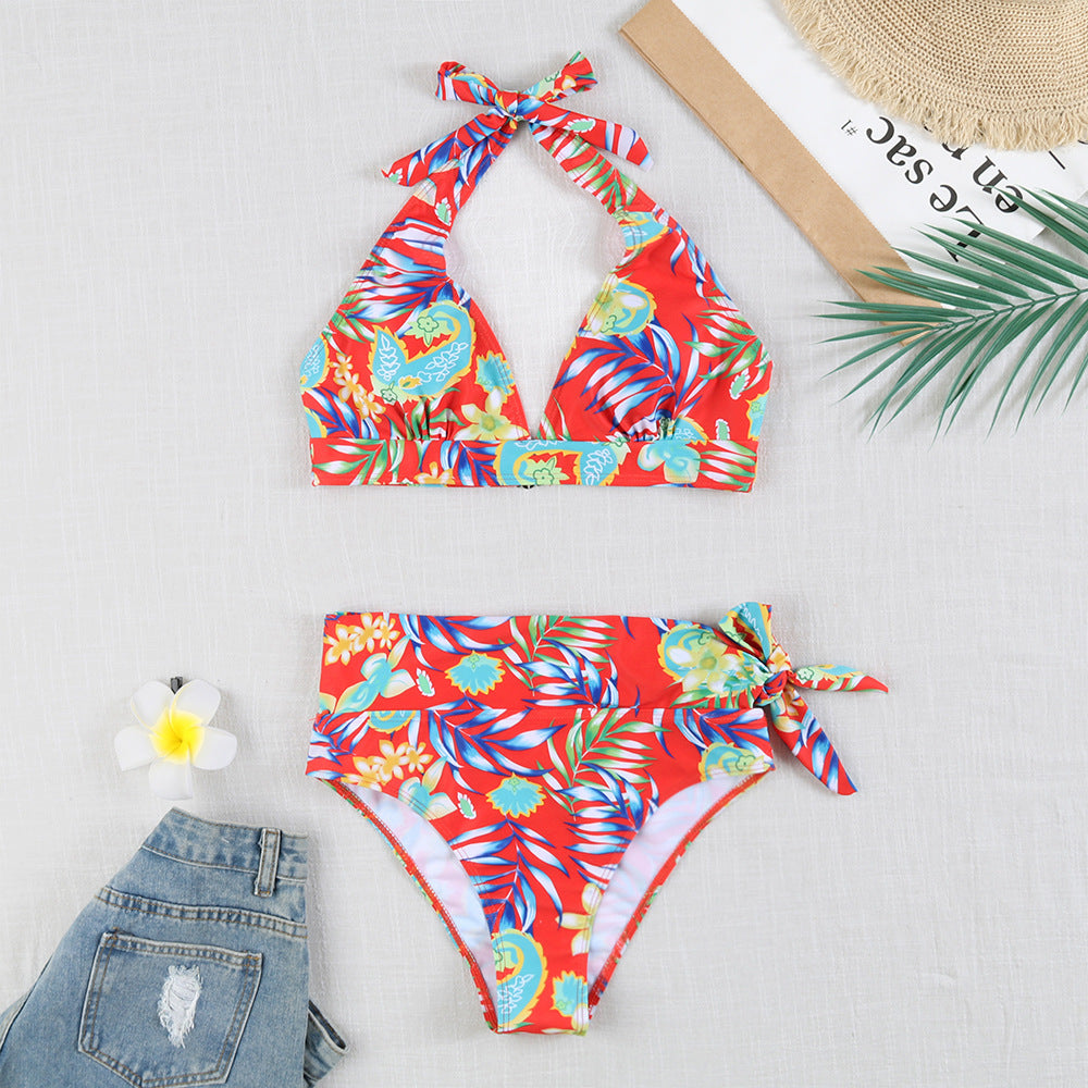 Damen Bikini-Set mit verspieltem Haltertop und hochgeschnittenem Höschen R&B