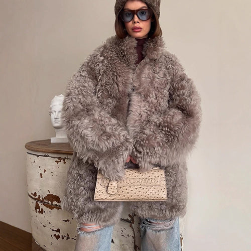 Damen Kuschelige Kunstfelljacke R&B