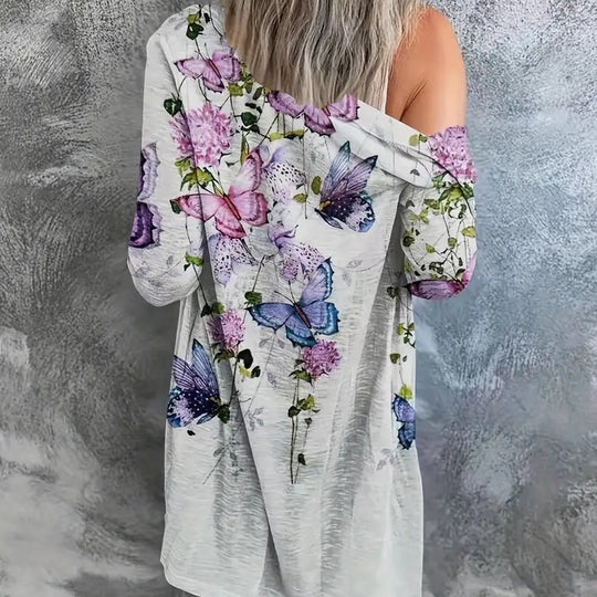 Damen Freizeitshemd mit floralem Design und langen Ärmeln R&B