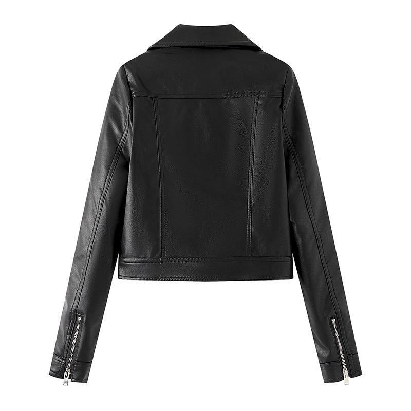 Damen Kunstleder Bikerjacke mit asymmetrischem Reißverschluss und praktischen Taschen R&B