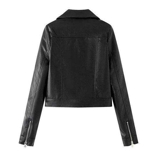 Damen Kunstleder Bikerjacke mit asymmetrischem Reißverschluss und praktischen Taschen R&B