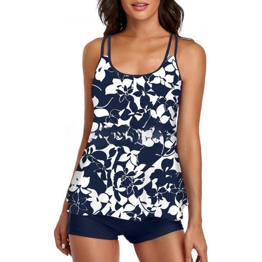 Damen Sportliches Tankini-Set mit bequemem Shorts und verstellbaren Trägern R&B