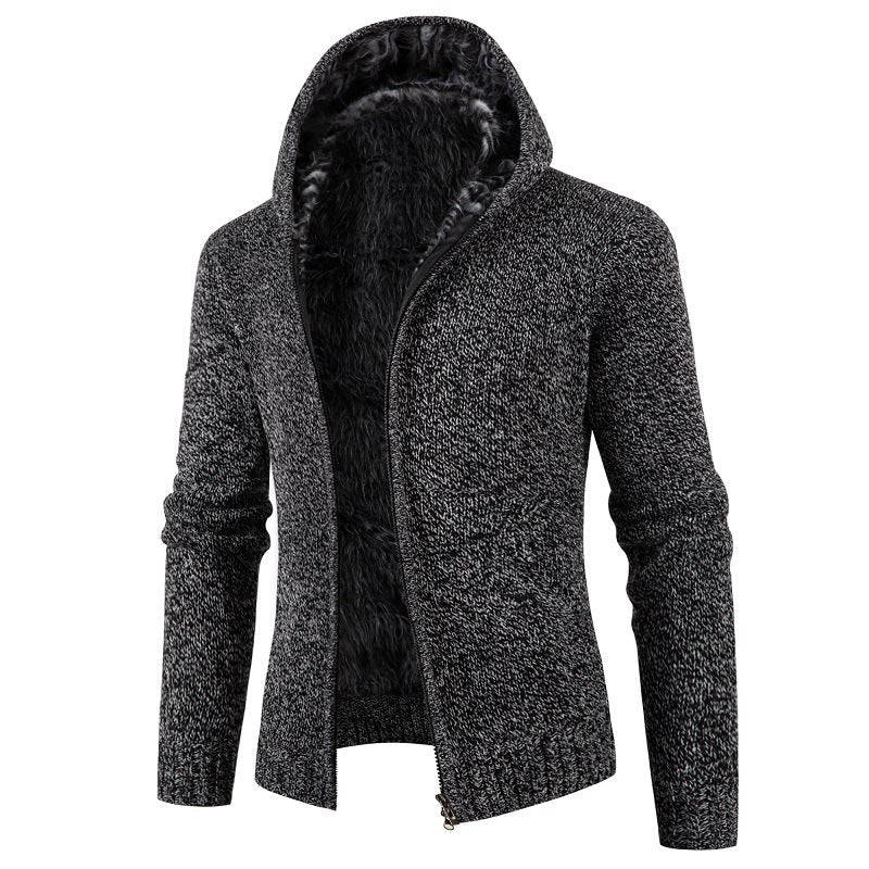 Herren kuschelige Strickjacke mit hohem Kragen und praktischen Taschen R&B