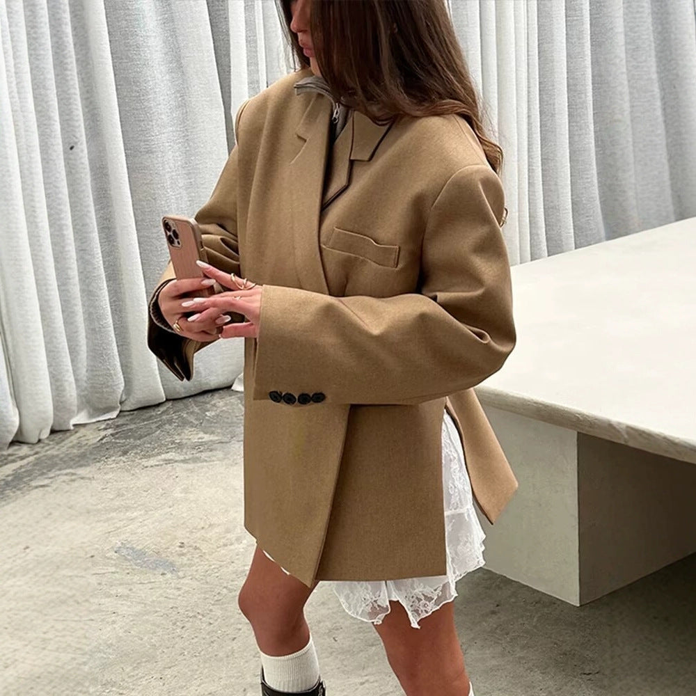 Damen elegante Oversize-Jacke mit schickem Revers R&B