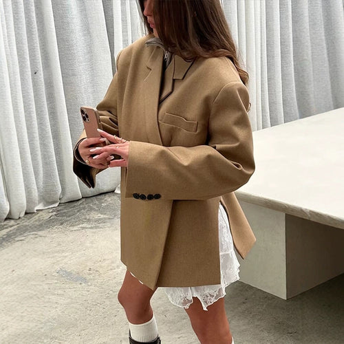 Damen elegante Oversize-Jacke mit schickem Revers R&B