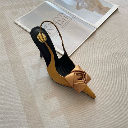 Damen elegante Slingback Pumps mit raffiniertem Blumendetail R&B