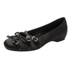 Damen Ballerinas mit modischen Riemchen und dekorativen Schnallen
