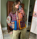 Damen Quilted Jacke mit buntem Patchwork-Design und praktischen Taschen R&B