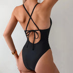 Damen Einteiliger Badeanzug mit tiefem V-Ausschnitt und eleganten Cut-Outs R&B