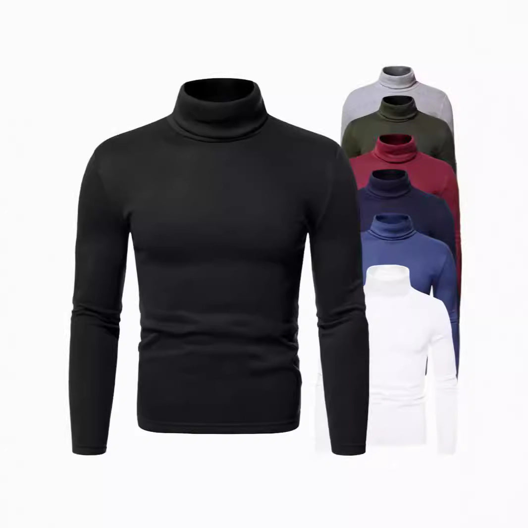 Herren Rollkragenpullover aus weichem Baumwollmix mit körperbetontem Schnitt