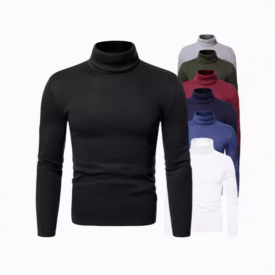 Herren Rollkragenpullover aus weichem Baumwollmix mit körperbetontem Schnitt R&B