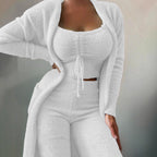 Damen warmer und bequemer Lounge-Anzug mit Oversized-Jacke und lockerem Top R&B