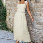 Damen Maxikleid mit Rüschendetails und verstellbaren Trägern R&B