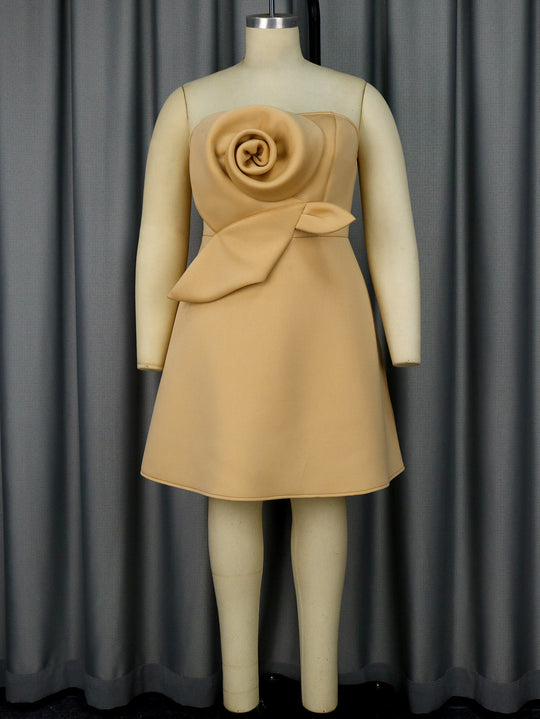 Damen elegantes Trauzeugen-Kleid mit voluminösem Rosen-Detail R&B