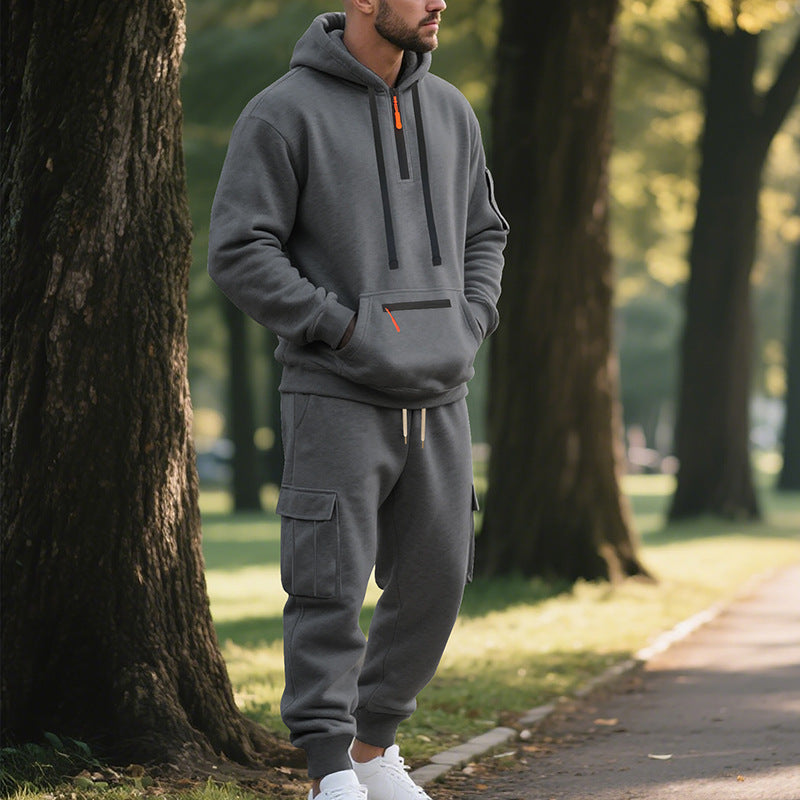 Herren sportliches Hoodie und Bundhose Set mit praktischen Taschen R&B