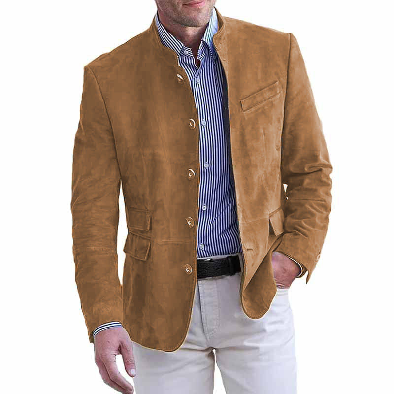 Herren eleganter Wildlederblazer mit modischen Akzenten R&B