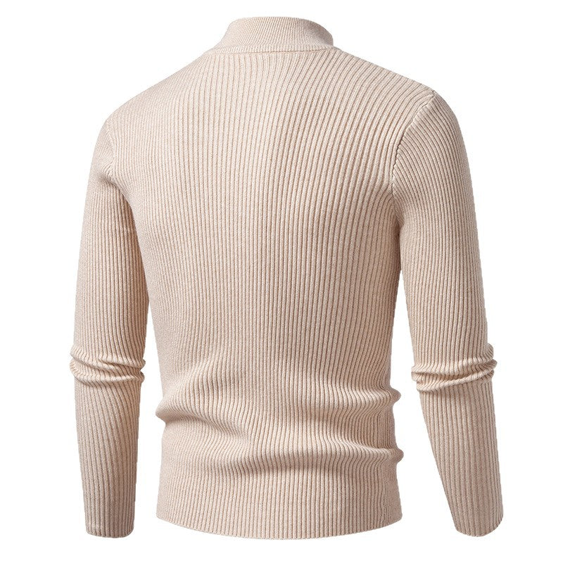 Herren eleganter Rollkragenpullover aus feinem Rippstrick R&B