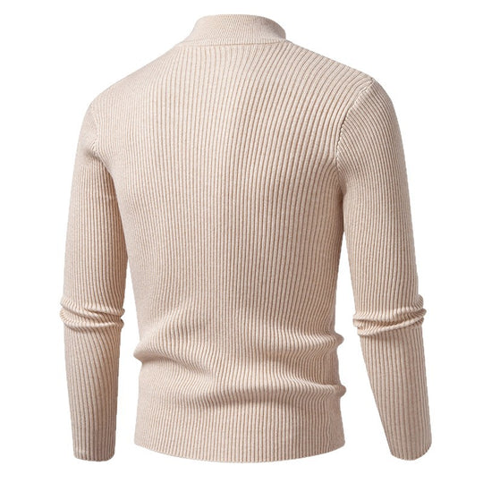 Herren eleganter Rollkragenpullover aus feinem Rippstrick R&B