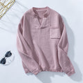 Damen lässiger Pullover mit Knopfdetails und Brusttasche
