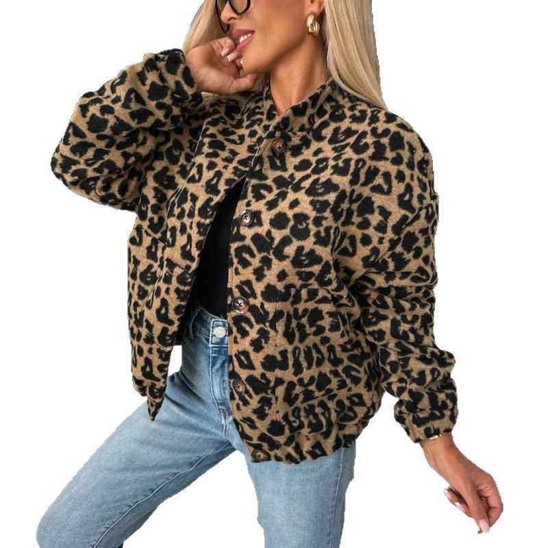 Damen Trendige Leo-Fleecejacke mit lässigem Schnitt R&B