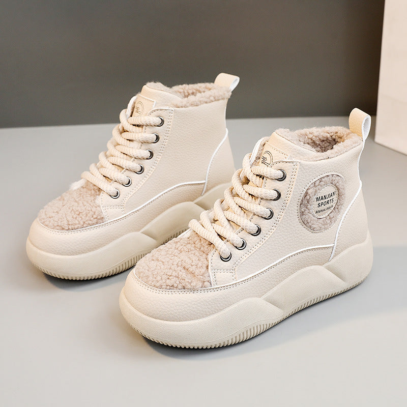 Damen hohe Sneaker mit flauschigem Innenfutter und robuster Sohle R&B