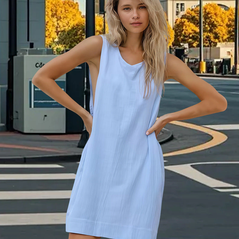 Damen Freizeit-Langarmkleid mit lockerem Schnitt und tiefem V-Ausschnitt R&B