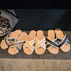 Damen Komfortable und stilvolle Zehentrenner-Sandalen mit raffinierter Faltentechnik R&B