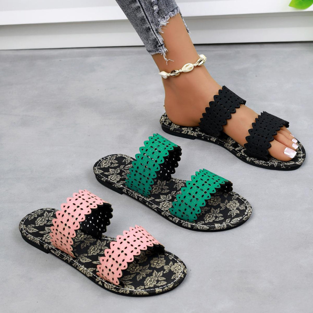 Damen Komfortable Slides mit modischen Cut-Out-Riemen R&B
