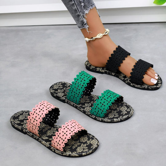 Damen Komfortable Slides mit modischen Cut-Out-Riemen R&B