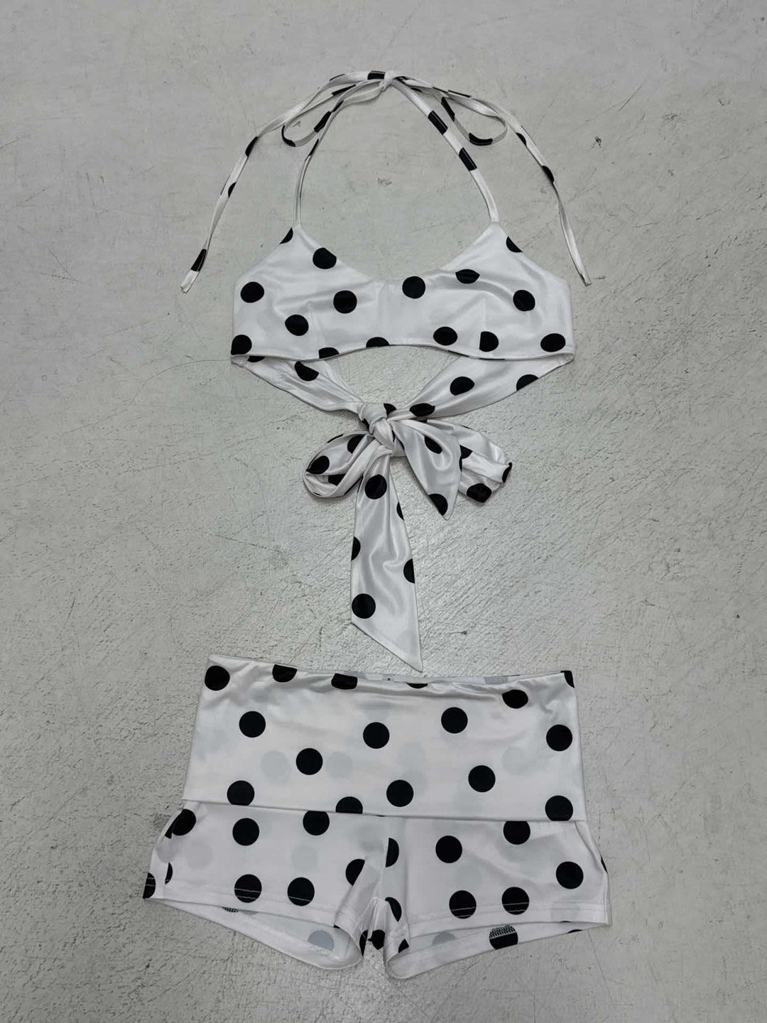 Damen Bikini-Set mit vielseitigen Bindeträgern und modischem Punkte-Muster R&B