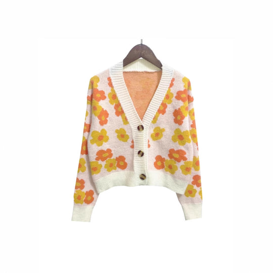 Damen cardigan mit floralem Muster und Knopfdetails R&B