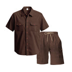 Herren komfortables Freizeitoutfit mit Kurzarmhemd und lockeren Shorts R&B