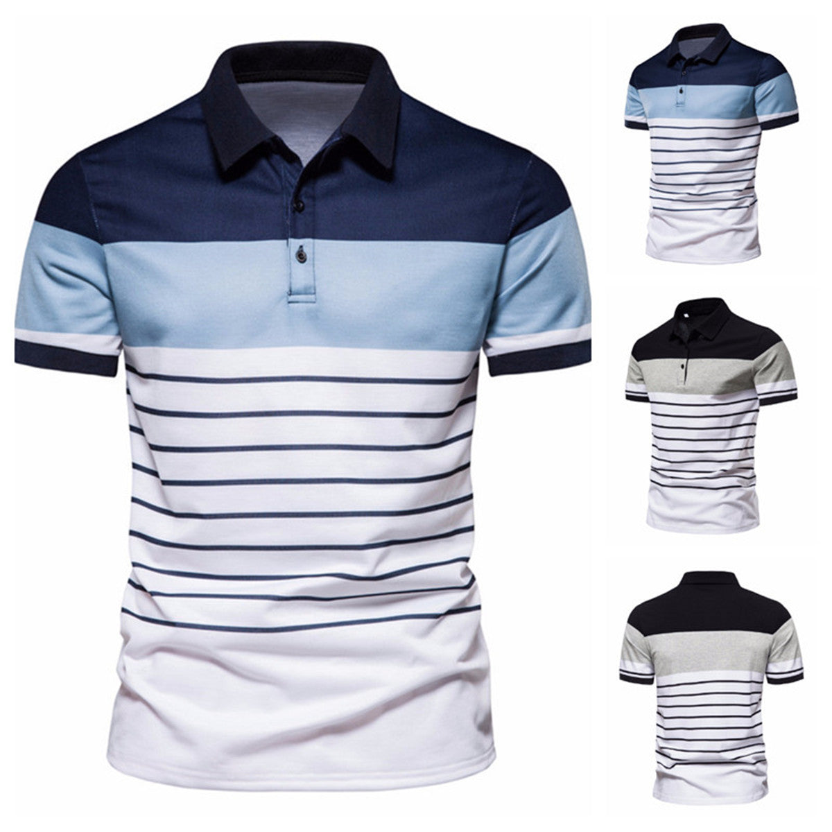 Herren Polo-Shirt mit modernem Streifenmuster und hochwertiger Baumwolle