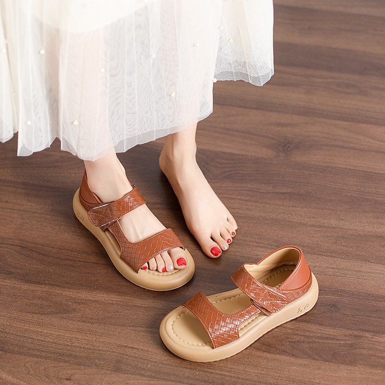 Damen modische Sandalen mit verstellbarem Klettverschluss und rutschfester Sohle R&B