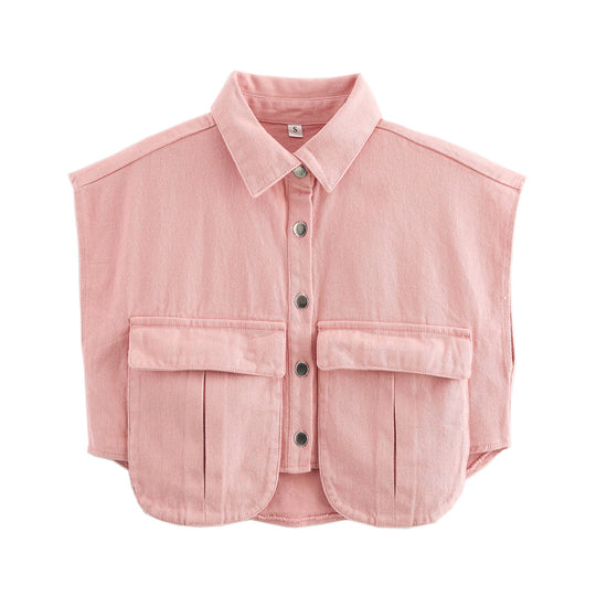 Damen ärmellose Utility-Bluse mit Taschen R&B