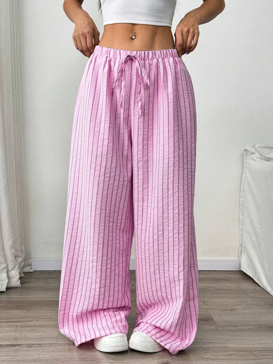 Damen lässige Hochbundhose im gestreiften Design R&B