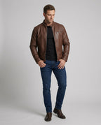Herren moderne Kunstlederjacke mit Reißverschlüssen R&B