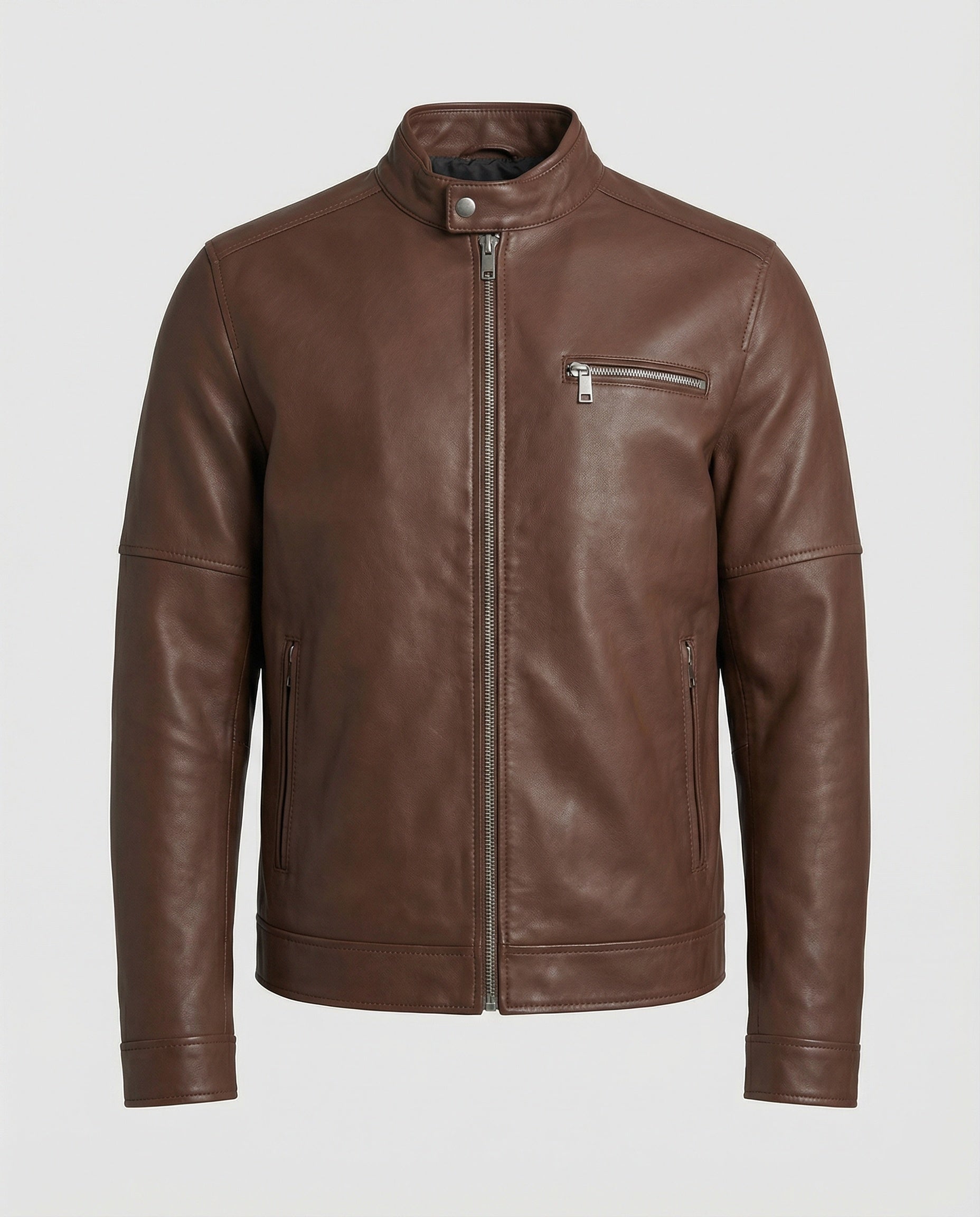 Herren moderne Kunstlederjacke mit Reißverschlüssen R&B