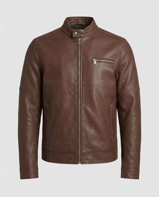 Herren moderne Kunstlederjacke mit Reißverschlüssen R&B