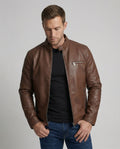 Herren moderne Kunstlederjacke mit Reißverschlüssen R&B